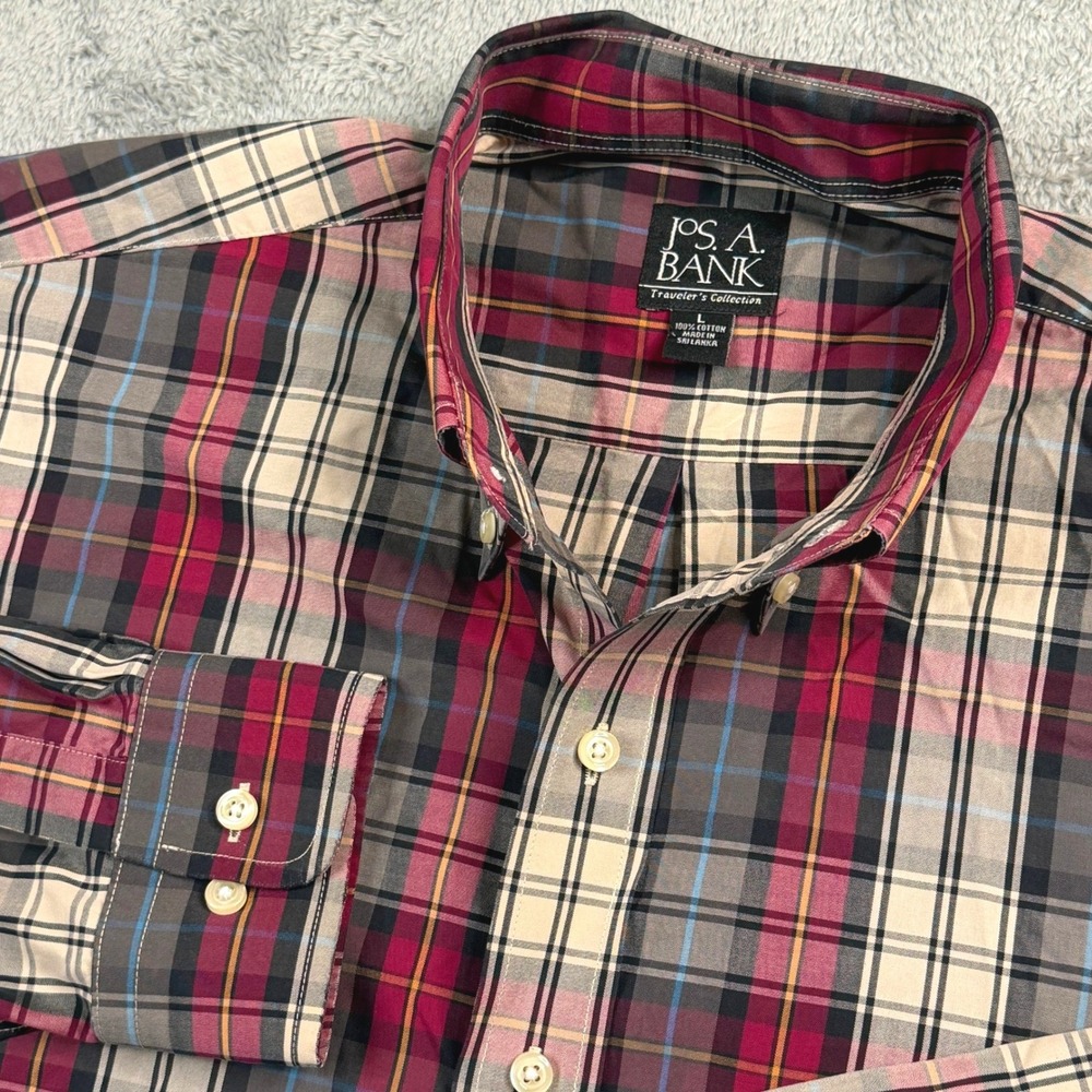 Jos. A. Bank Traveler's Collection Mens Large‎ Plaid Button Down Shirt  L